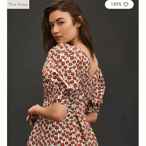 Maeve Floral Puff Sleeve Romper - Red and White - Picture 5 of 12